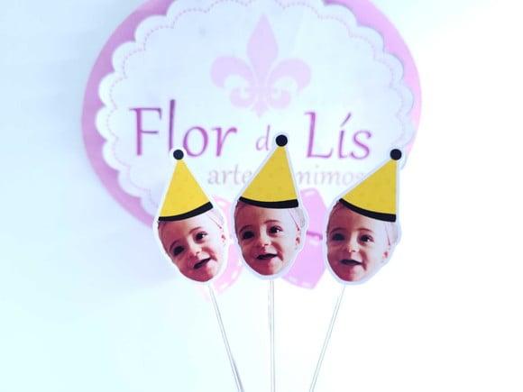Topper de Doces Rostinho Amarelo com Foto do Bebê