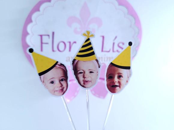 Topper de Doces Rostinho Abelhinha com Foto do Bebê