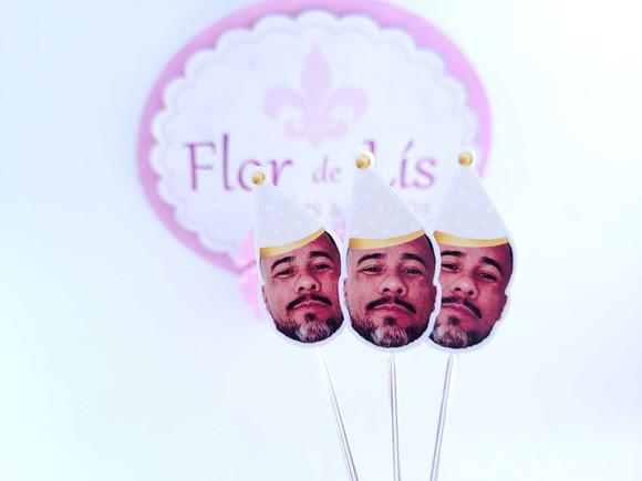Topper de Doces Rostinho com Foto Bege e Dourado
