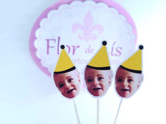 Topper de Doces Rostinho Amarelo com Foto do Bebê