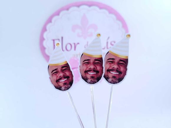 Topper de Doces Rostinho com Foto Bege e Dourado
