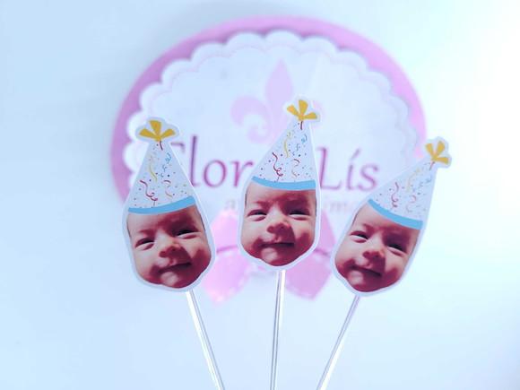 Topper de Docinho Carnaval Rostinho com Foto e Chapeuzinho