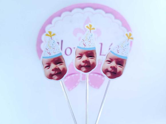 Topper de Docinho Carnaval Rostinho com Foto e Chapeuzinho