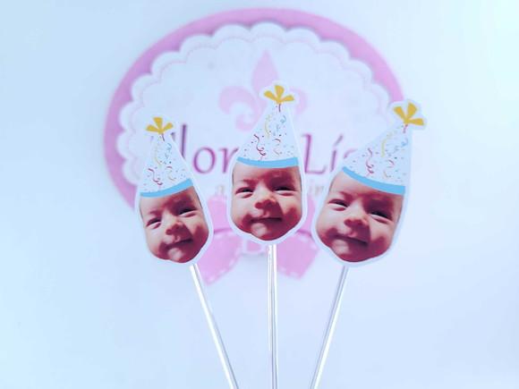 Topper de Docinho Carnaval Rostinho com Foto e Chapeuzinho