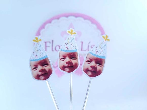 Topper de Docinho Carnaval Rostinho com Foto e Chapeuzinho