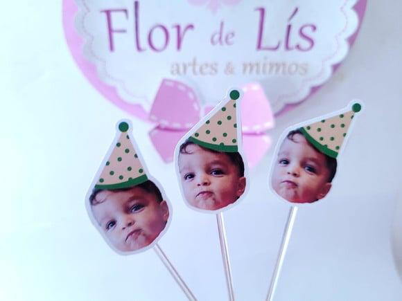 Topper de Docinho Floresta Rostinho do Bebê com Foto
