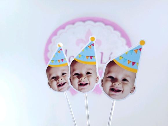 Topper de Docinho Festa Junina Rostinho do Bebê Chapéu