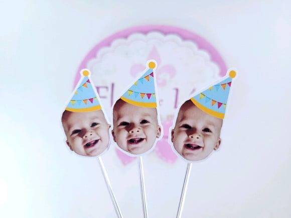 Topper de Docinho Festa Junina Rostinho do Bebê Chapéu