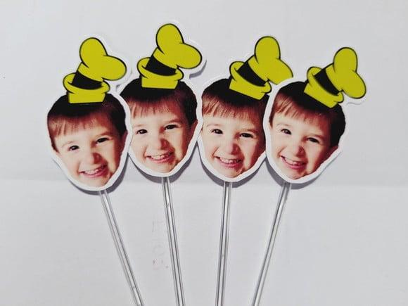 Topper de Docinho Pateta Turma Mickey Rosto do Bebê com Foto