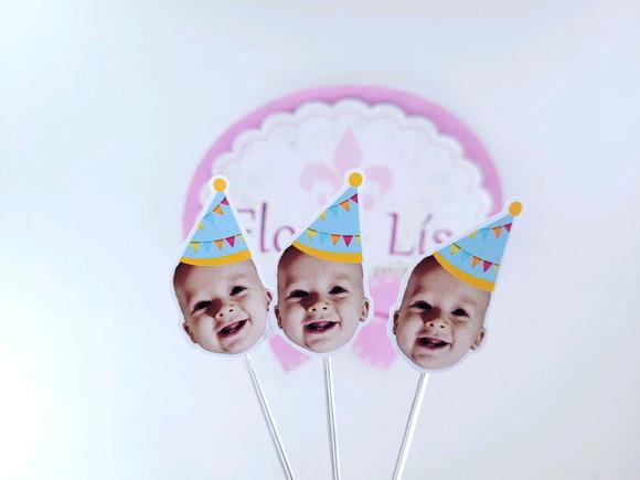 Topper de Docinho Festa Junina Rostinho do Bebê Chapéu