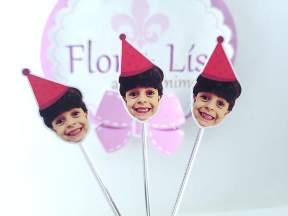 Topper de Docinho Rostinho do Bebê com Foto e Chapeuzinho