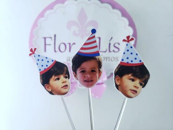Topper de Docinho Rostinho do Bebê com Foto e Chapeuzinho