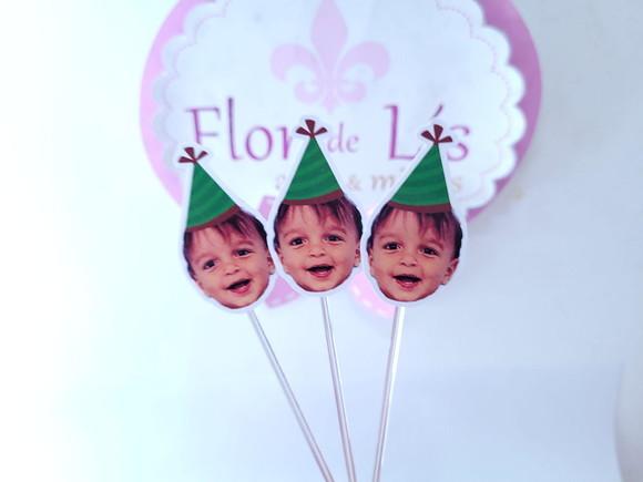 Topper de Docinho Rostinho do Bebê com Foto Festa Safari