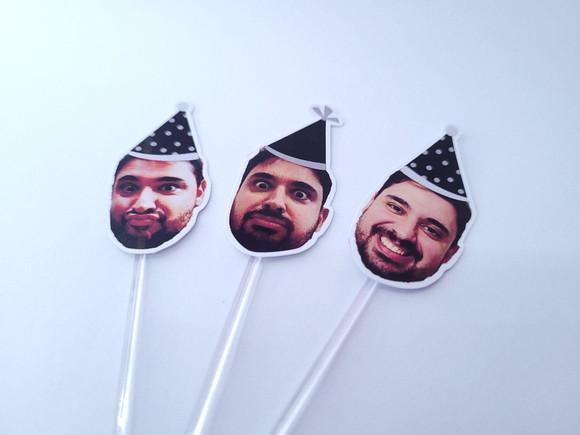 Topper de Docinho Rosto Adulto com Foto e Chapeuzinho