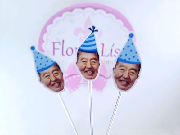 Topper de Docinho Rosto Festa Adulto com Foto e Chapeuzinho