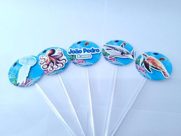 Topper Doces Animais Fundo do Mar Realista 3d