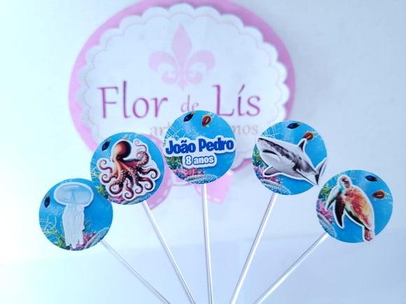 Topper Doces Animais Fundo do Mar Realista 3d