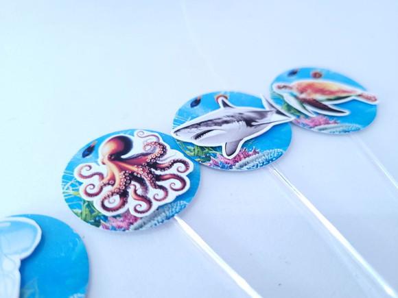 Topper Doces Animais Fundo do Mar Realista 3d