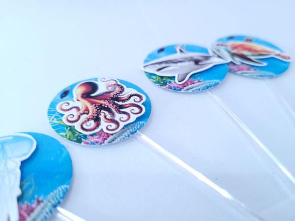 Topper Doces Animais Tubarão Fundo do Mar Realista 3d
