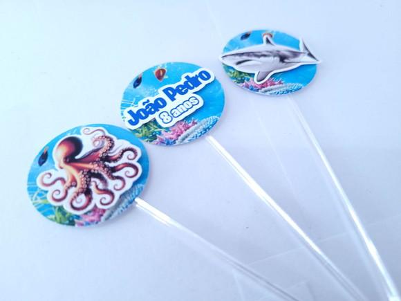 Topper Docinho Animais Fundo do Mar Realista 3d