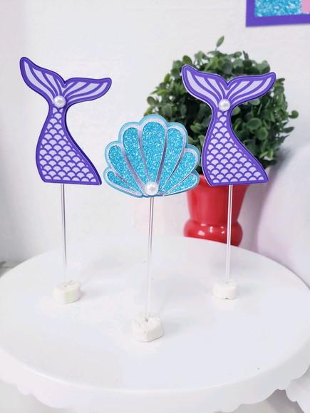 Topper Docinhos Sereia Luxo Fundo do Mar