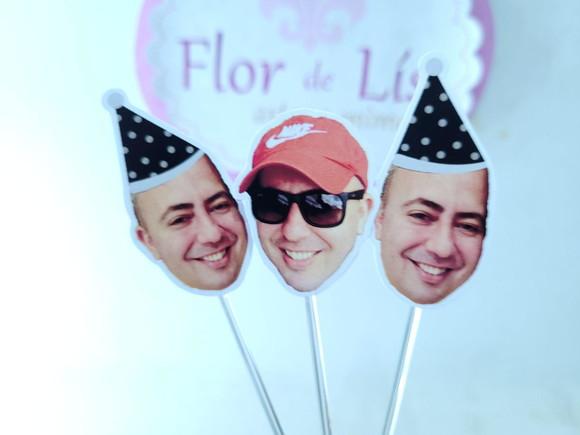 Toppers de Doce Rostinho Adulto com Foto e Chapeuzinho