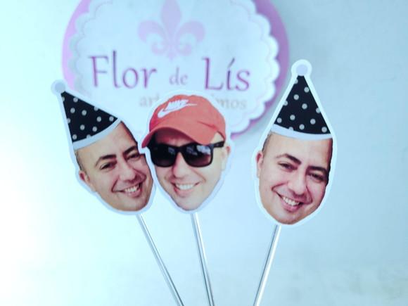 Toppers de Doce Rostinho Adulto com Foto e Chapeuzinho