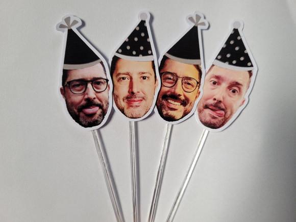 Toppers de Doce Rostinho Adulto com Foto e Chapeuzinho