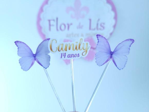 Toppers de Docinhos Borboletas Lilás Jardim Encantado