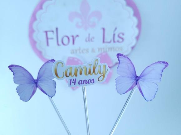 Toppers de Docinhos Borboletas Lilás Jardim Encantado