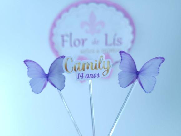Toppers de Docinhos Borboletas Lilás Jardim Encantado