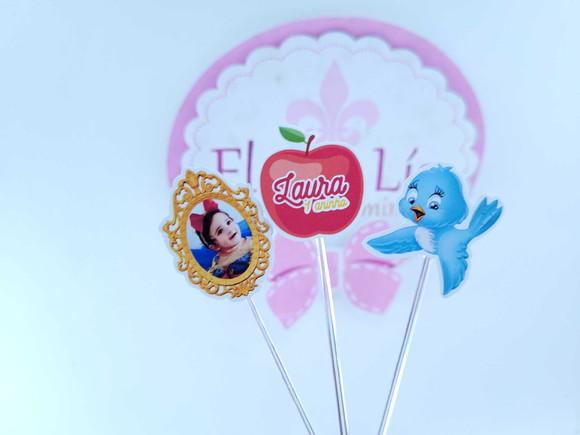 Toppers Doces Branca de Neve Espelho com Foto e Maçã