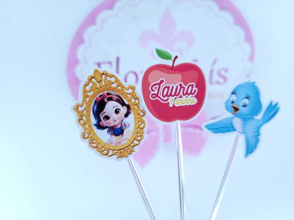 Toppers Doces Branca de Neve Espelho e Maçã Personalizado