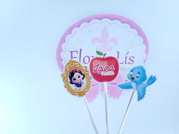 Toppers Doces Branca de Neve Espelho e Maçã Personalizado