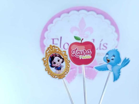 Toppers Doces Branca de Neve Espelho e Maçã Personalizado