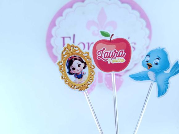 Toppers Doces Branca de Neve Espelho e Maçã Personalizado