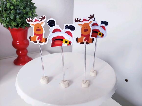 Toppers Docinho Natal Rena e Papai Noel