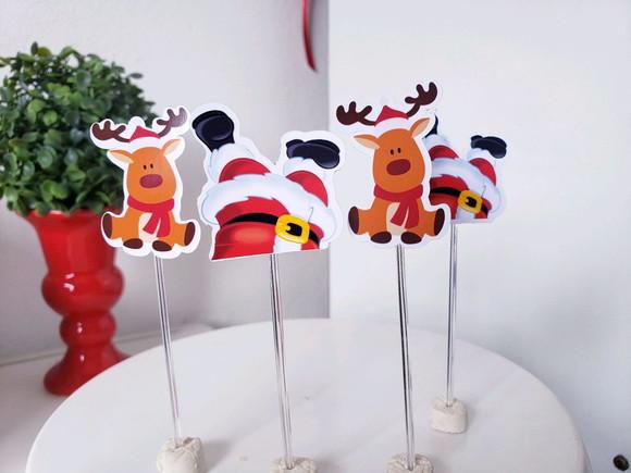 Toppers Docinho Natal Rena e Papai Noel
