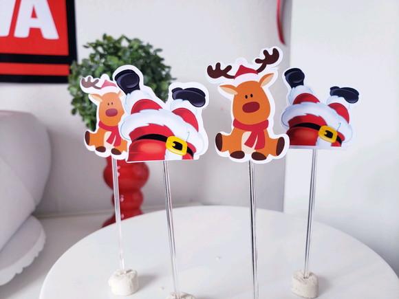 Toppers Docinho Natal Rena e Papai Noel