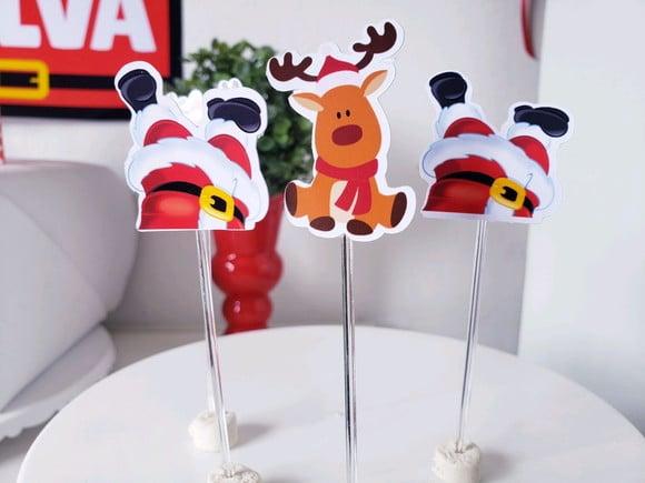 Toppers Docinho Natal Rena e Papai Noel