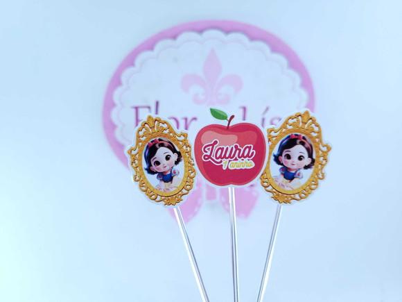 Toppers Docinhos Branca de Neve Espelho e Maçã
