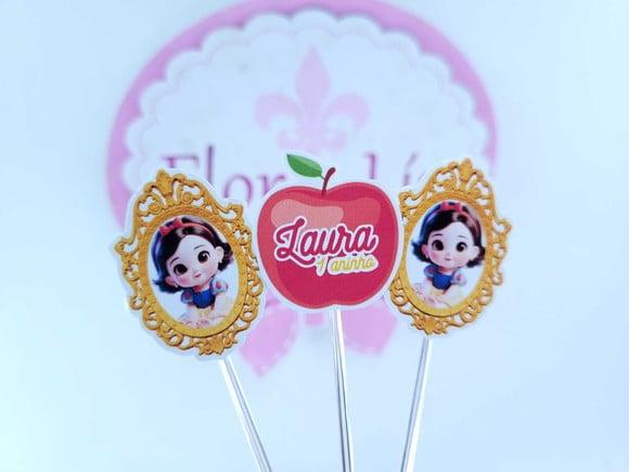 Toppers Docinhos Branca de Neve Espelho e Maçã