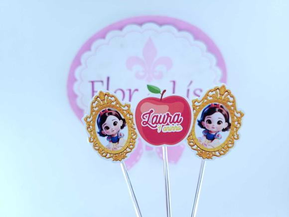Toppers Docinhos Branca de Neve Espelho e Maçã