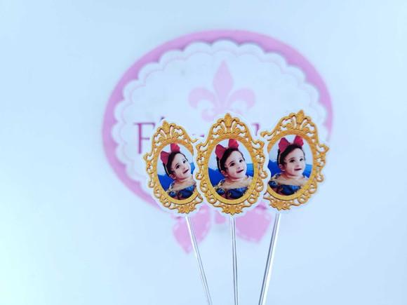 Toppers Docinhos Espelho da Branca de Neve com Foto