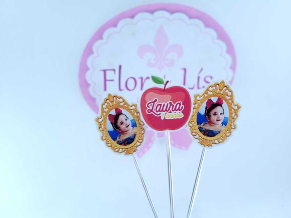 Toppers Docinhos Espelho e Macã da Branca de Neve com Foto