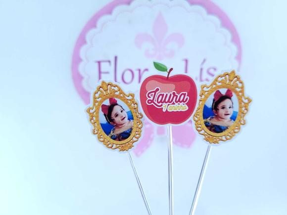 Toppers Docinhos Espelho e Macã da Branca de Neve com Foto