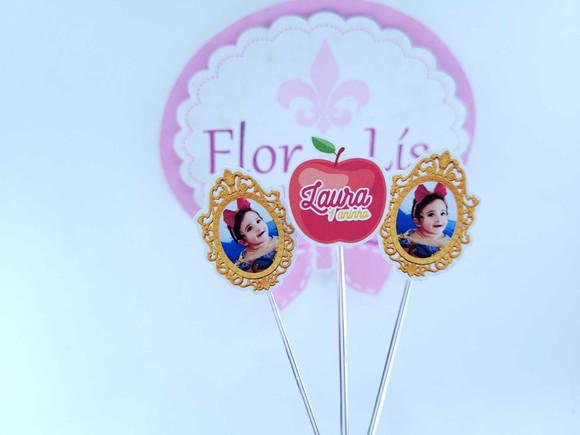 Toppers Docinhos Espelho e Macã da Branca de Neve com Foto