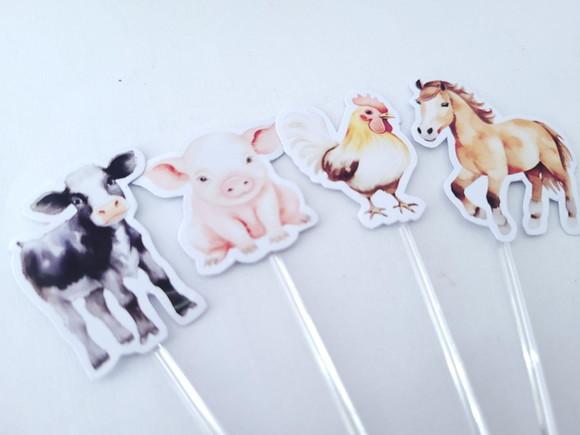 Toppers Fazendinha Animais Aquarela
