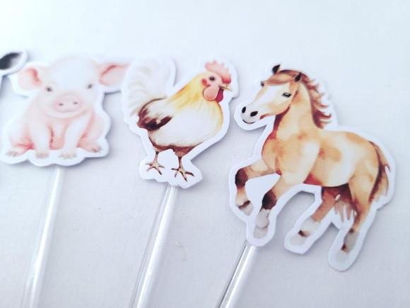 Toppers Fazendinha Animais Aquarela
