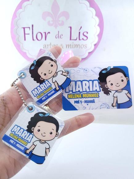 Trio Chaveiro Escolar Menina para Mochila Lancheira e Estojo